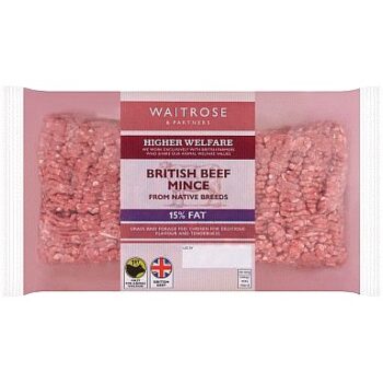 Waitrose British Native Breeds Beef Mince 15% (750g)