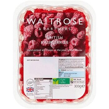 Waitrose Frozen British Raspberries (300g)