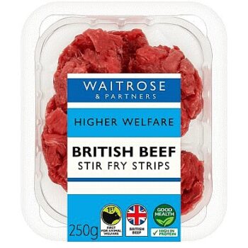 Waitrose Higher Welfare British Beef Stir Fry Strips (250g)