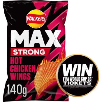 Walkers Max Strong Hot Chicken Wings Sharing Crisps (140g)