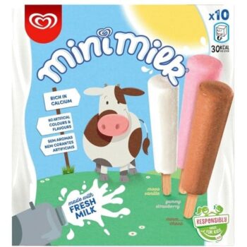 Wall's Mini Milk Multipack 10x35 Ice Cream Lollies Vanilla Strawberry Chocolate (10 x 35ml)