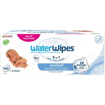 WaterWipes Sensitive Newborn Biodegradable Baby Wipes 6x60pk (6)