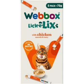 Webbox Cats Delight Lick-e-Lix Chicken Cat Treats with Tasty Yoghurty Sachets (5 x 15g)
