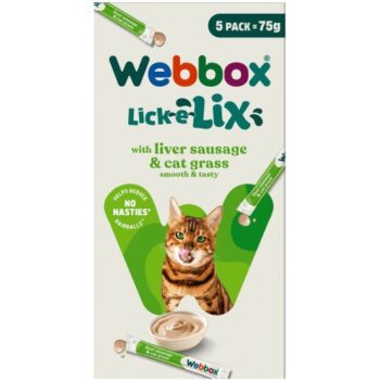 Webbox Lick-E-Lix Yoghurt with Liver Sausage Liver & Cat Grass Cat Treats (5 x 15g)