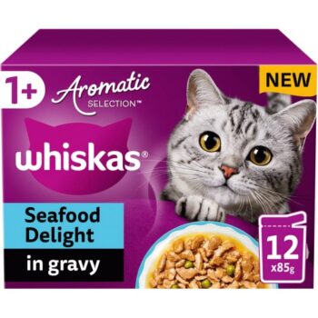 Whiskas 1+ Aromatic Seafood Delight Selection Wet Cat Food Pouches (12 x 85g)
