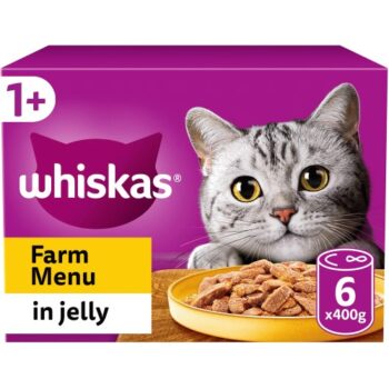 Whiskas Farm Menu Adult Wet Cat Food in Jelly Tin Poultry Selection (6 x 400g)