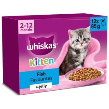 Whiskas Kitten Wet Cat Food Pouches Fish Favourites in Jelly (12 x 85g)