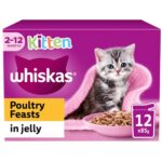 Whiskas Kitten Wet Cat Pouches 2-12mnths Poultry Feasts in Jelly (12 x 85g)