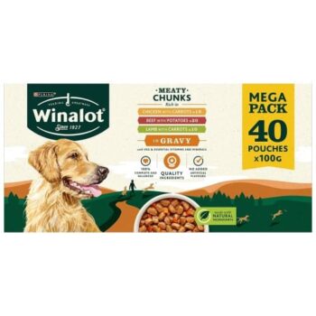 Winalot Mixed Gravy Dog Food Pouches Adult Meat Selection (40 x 100g)