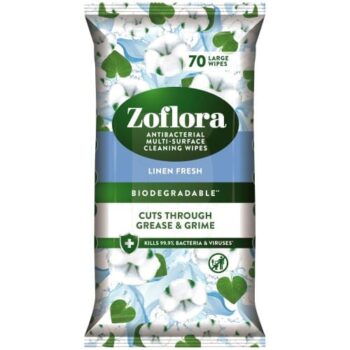 Zoflora Antibacterial Large Multi Surface Cleaning Wipes Linen Fresh (70)