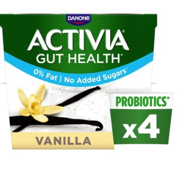 Activia Vanilla No Added Sugar Fat Free Yogurt (4 x 115g)