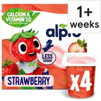 Alpro Kids Strawberry Soya Dairy Free Yoghurt Alternatives (4 x 115g)