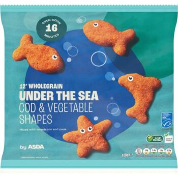 ASDA 12 Wholegrain Under The Sea Cod & Vegetable Shapes