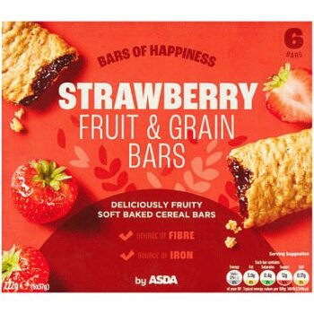 ASDA 6 Strawberry Fruit & Grain Bars (6 x 37g, 222g)