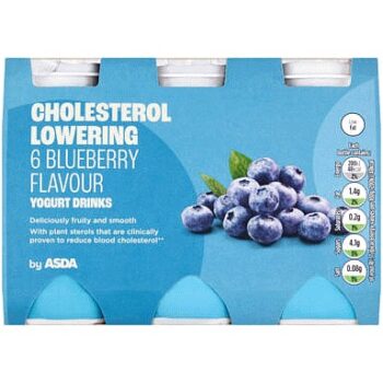 ASDA Cholesterol Lowering Blueberry Flavour Yoghurt Drinks (6 x 100g, 600g)