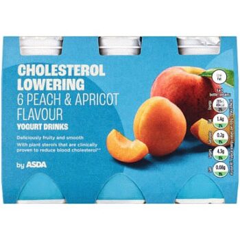 ASDA Cholesterol Lowering Peach & Apricot Flavour Yogurt Drinks (6 x 100g, 600g)