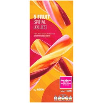 ASDA Fruit Spiral Lollies (5 x 70ml, 350g)