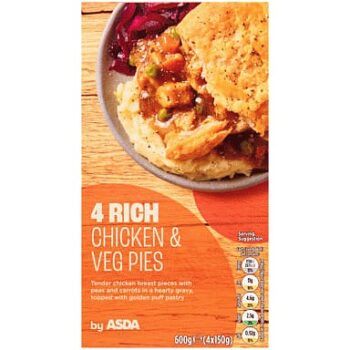 ASDA Rich Chicken & Veg Pies (4 x 150g, 600g)