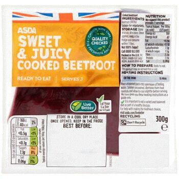 ASDA Sweet & Juicy Cooked Beetroot (300g)