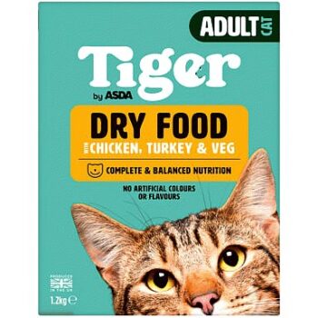 ASDA Tiger Dry Food with Chicken Turkey & Veg Adult Cat (1.2kg)