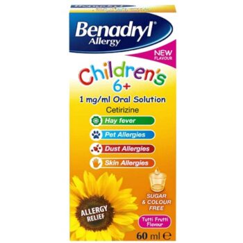 BENADRYL ALLERGY CHILDRENS MEDICINE 6YR + TUTTI FRUTTI FLAVOUR (60ml)