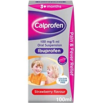 Calprofen Ibuprofen Suspension Strawberry Flavour - 3+ Months - - Bottle (100ml)