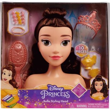 Disney Princess Belle Styling Head Brown Hair 10 Piece Pretend Play Set Beauty and the Beast