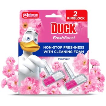 Duck Fresh Boost Toilet Rim Block Pink Peony (2 x 16g)