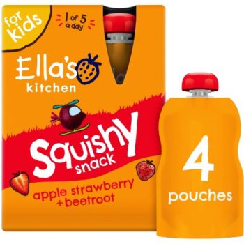 Ella's Kitchen Organic Squishy Snack Apple Strawberry + Beetroot 3+ Years (4 x 100g)