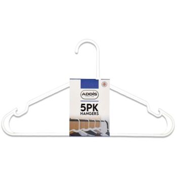 Everyday Solid Plastic Clothes Washing Laundry Hangers White (5)