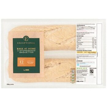Exceptional by ASDA Bake at Home Stonebaked Baguettes (2 x 125g, 250g)