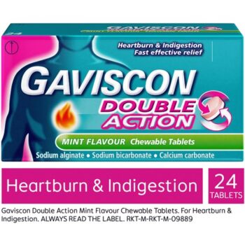 Gaviscon Double Action Mint Indigestion & Heartburn Relief Tablets (24)
