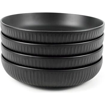 George Home Black Ribbed Pasta Bowl