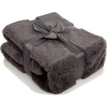 George Home Charcoal Faux Fur Throw