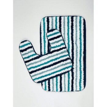 George Home Turquoise Rubber Backed Microfibre Pedestal Set