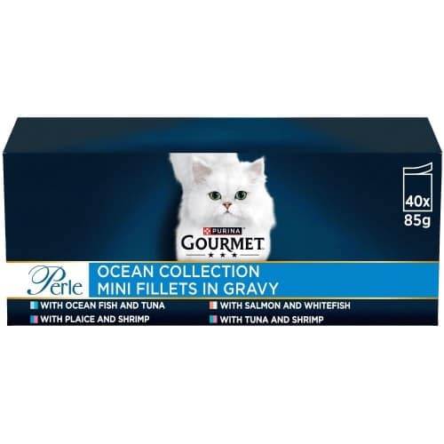 Gourmet Perle Ocean Collection Wet Cat Food Mini Fillets in Gravy (40 x 85g)
