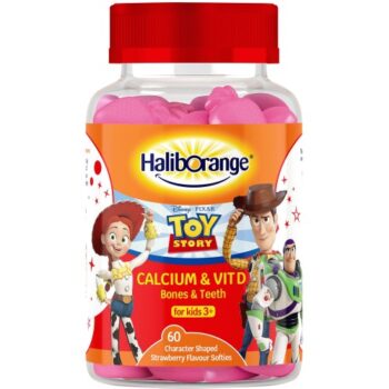 Haliborange Calcium & Vit D Bones & Teeth 60 Character Shaped Strawberry Flavour Softies for Kids 3+