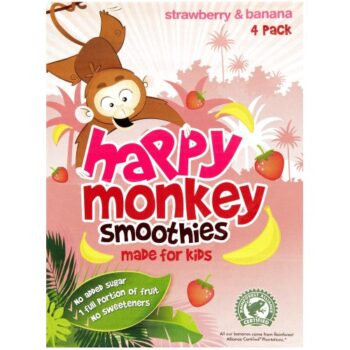 Happy Monkey Strawberry & Banana Smoothie 4x180 (4 x 180ml)