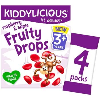 Kiddylicious Raspberry & Apple Fruity Drops 3+ Years & Multipack (4 x 16g)