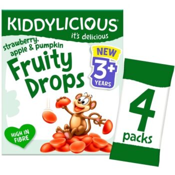 Kiddylicious Strawberry Apple & Pumpkin Fruity Drops 3 Yrs Multipack (4 x 16g)