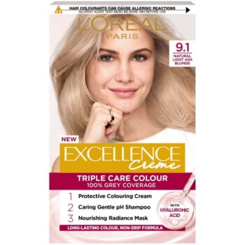 L'Oreal Paris Excellence Creme Permanent Hair Dye Natural Light Ash Blonde 9.1