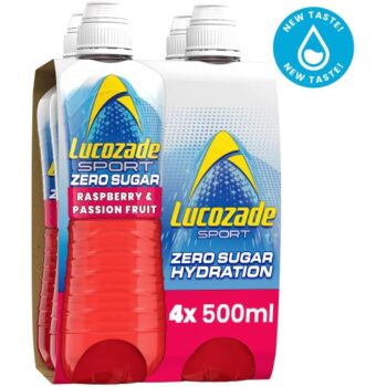 Lucozade Sport Zero Sugar Raspberry & Passionfruit Drink (4 x 500ml)