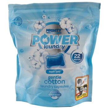 Mighty Power Laundry Capsules Non Bio Gentle Cotton (22Pack)