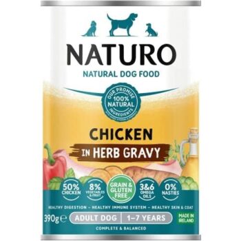 Naturo Adult Dog Grain & Gluten Free Chicken with Sweet Potato Mixed Peppers & Green Beans Tinned Dog Food (390g)