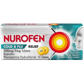 Nurofen Cold & Flu Relief Ibuprofen Decongestion Tablets (16 x 200mg, 5mg)