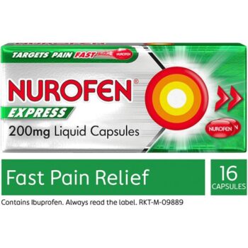 Nurofen Express Ibuprofen Liquid Capsules 16x200mg Pain Relief (16 x 200mg)