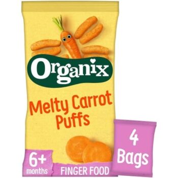 Organix Melty Carrot Puffs Organic Baby Finger Food Snack Multipack 6 mths+ 7+ Months Stage 2 (4 x 18g)