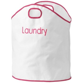 Oxford Laundry Bag White Hot Pink Dual Handled