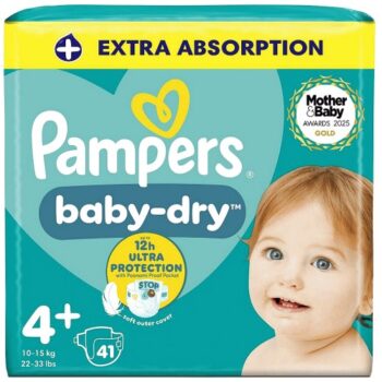 Pampers Baby-Dry Nappies Size 4+ Essential Pack