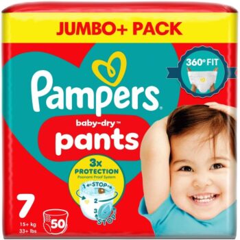 Pampers Baby-Dry Nappy Pants Size 7 Jumbo+ Pack (50)